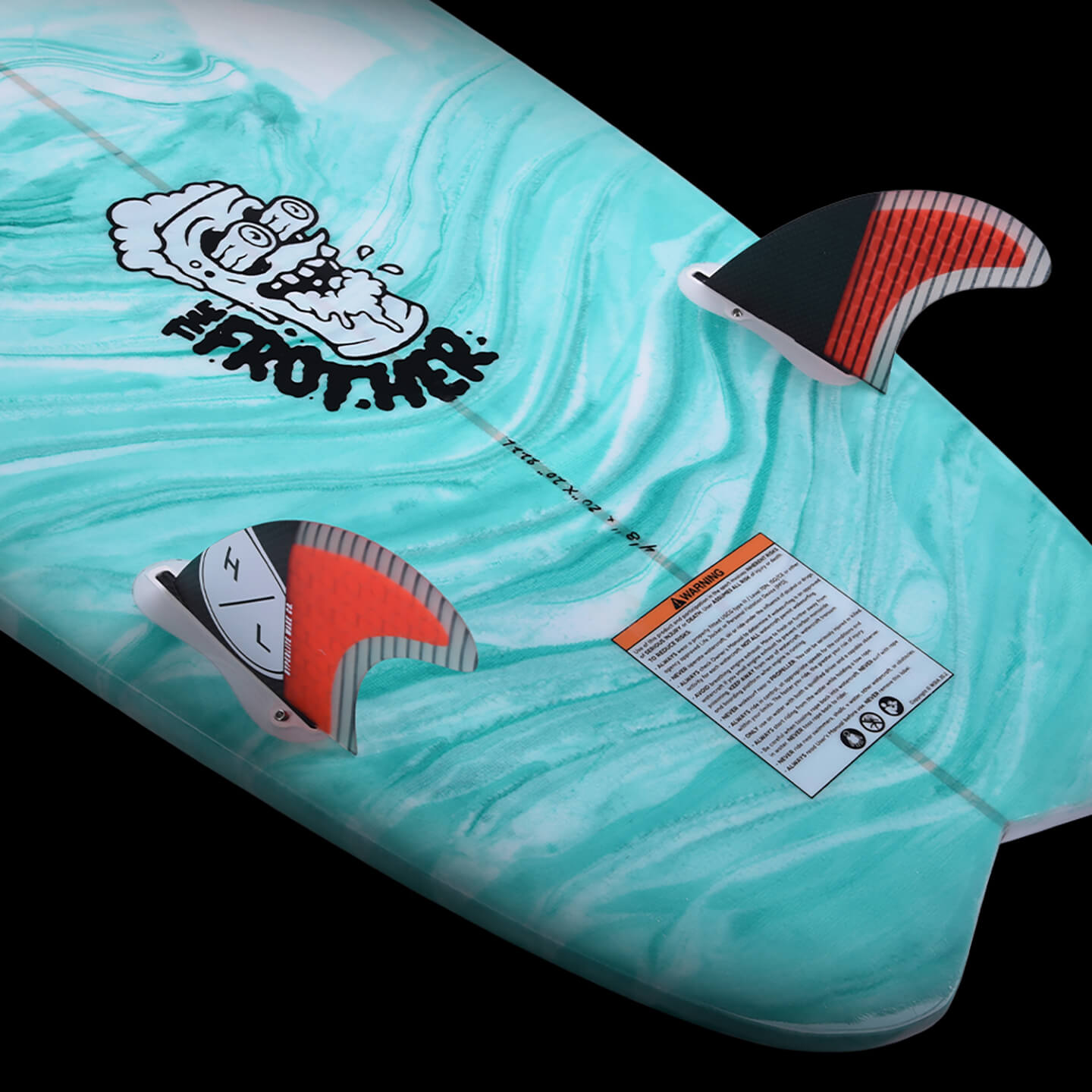 Hyperlite Frother 2.0 Wakesurfer 2026 – bottom view of the wakesurf board with base graphic and fin area