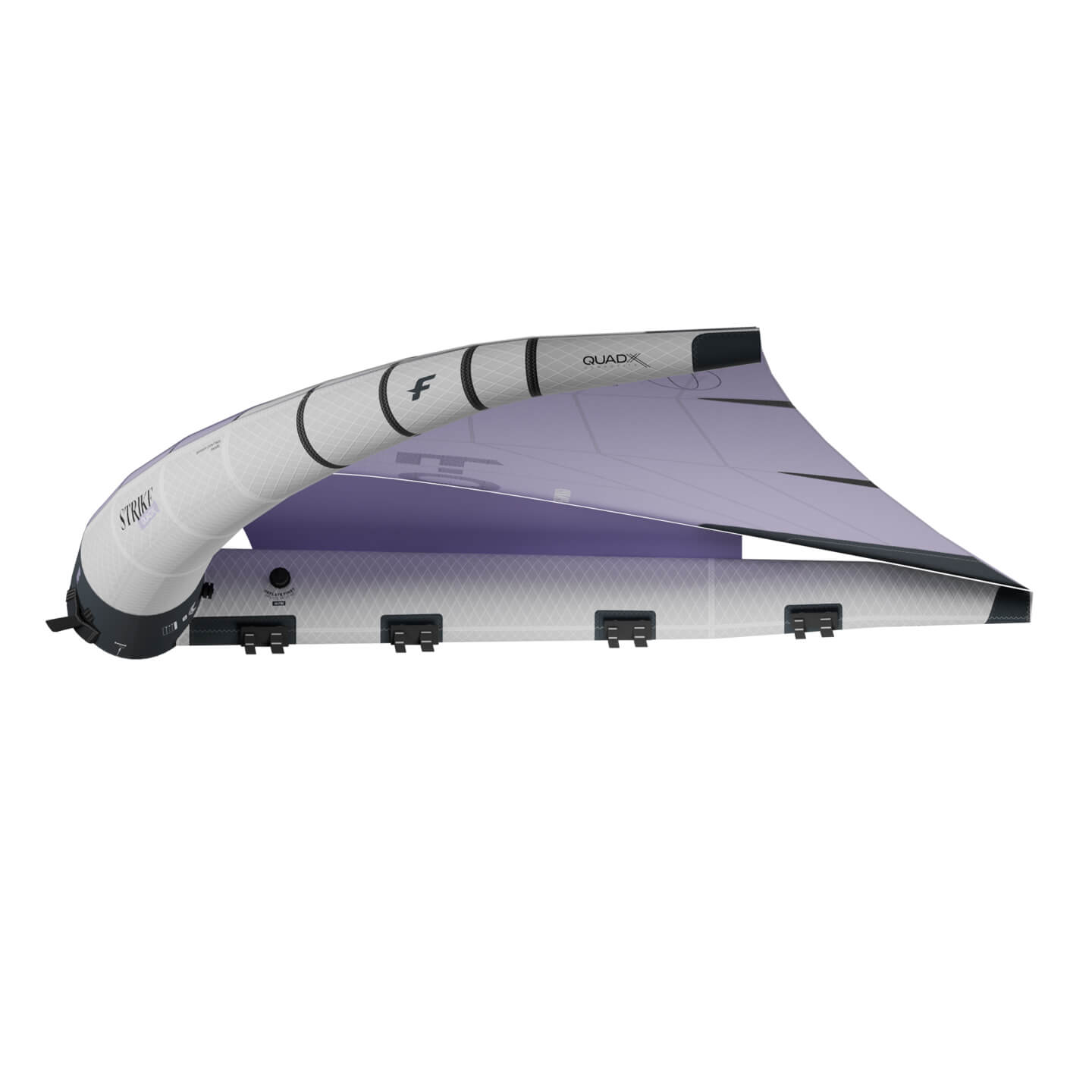 F-One Strike V6 QuadX Wing in Lilac colourway profile and window detail