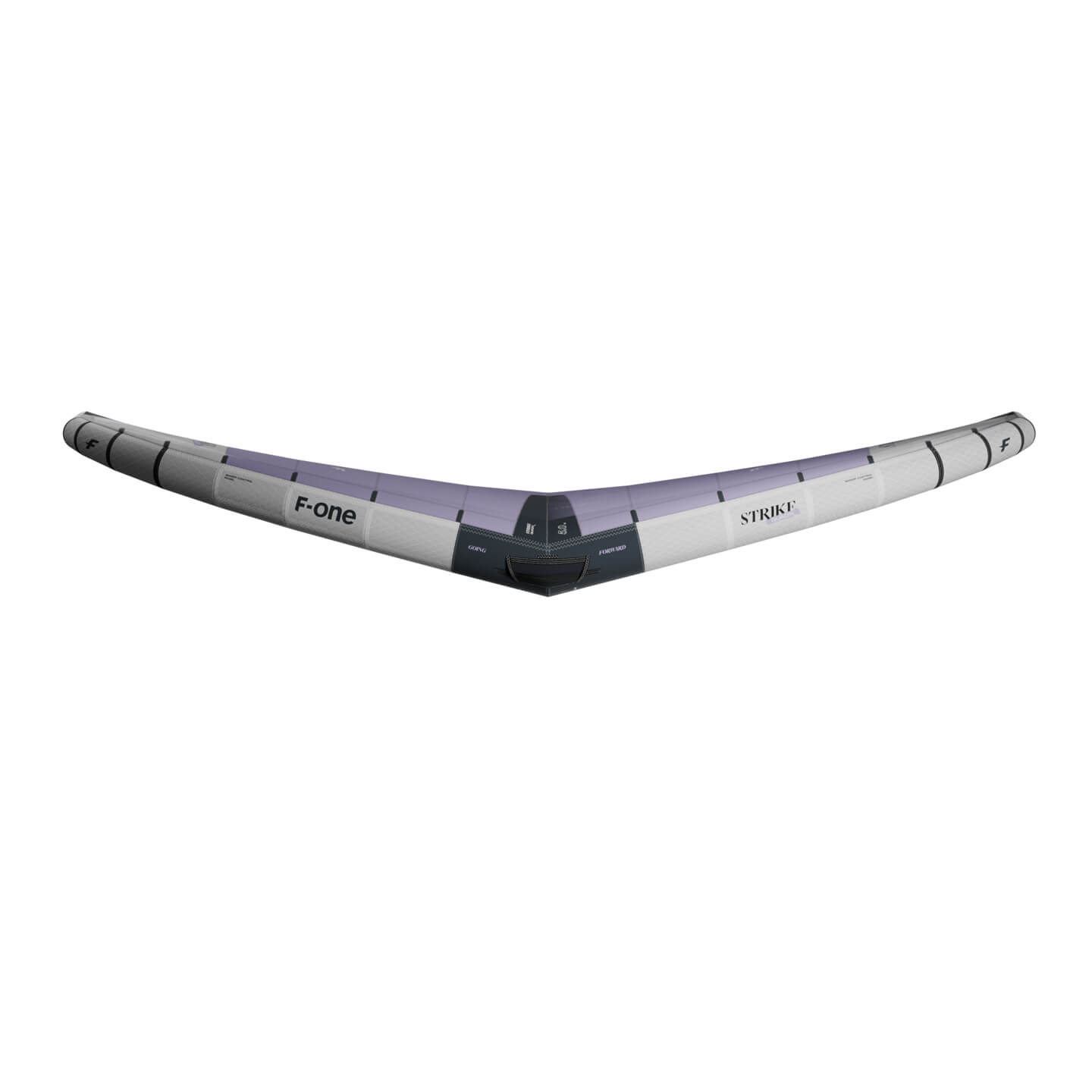 F-One Strike V6 QuadX Wing in Lilac colourway on-water wing foiling action or lifestyle image