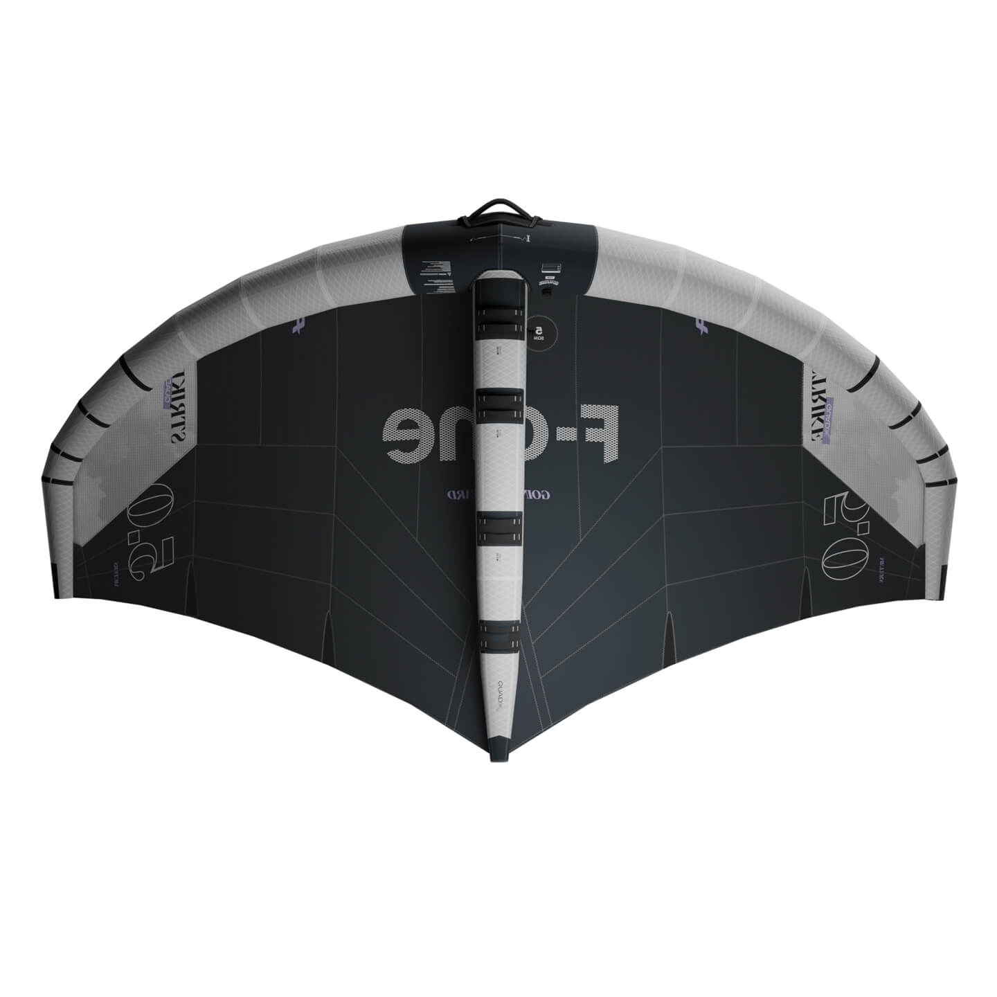 F-One Strike V6 QuadX Wing in Onyx colourway full wing canopy view