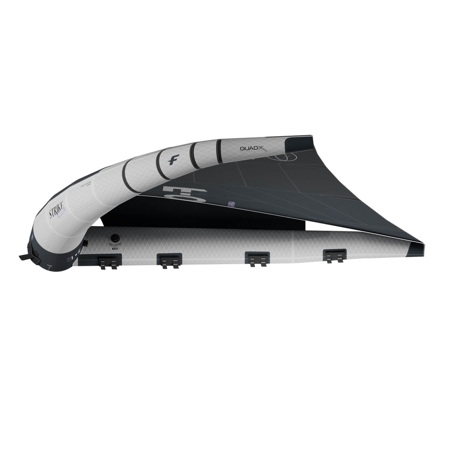 F-One Strike V6 QuadX Wing in Onyx colourway profile and window detail