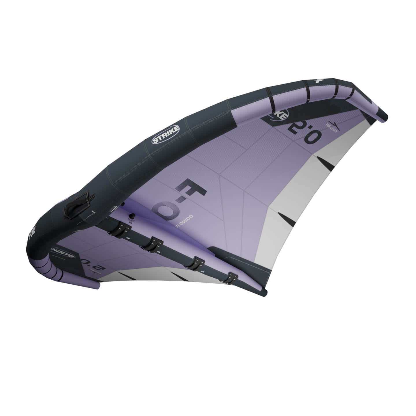 F-One Strike V6 Wing in Onyx Lilac colourway handle and leading edge detail