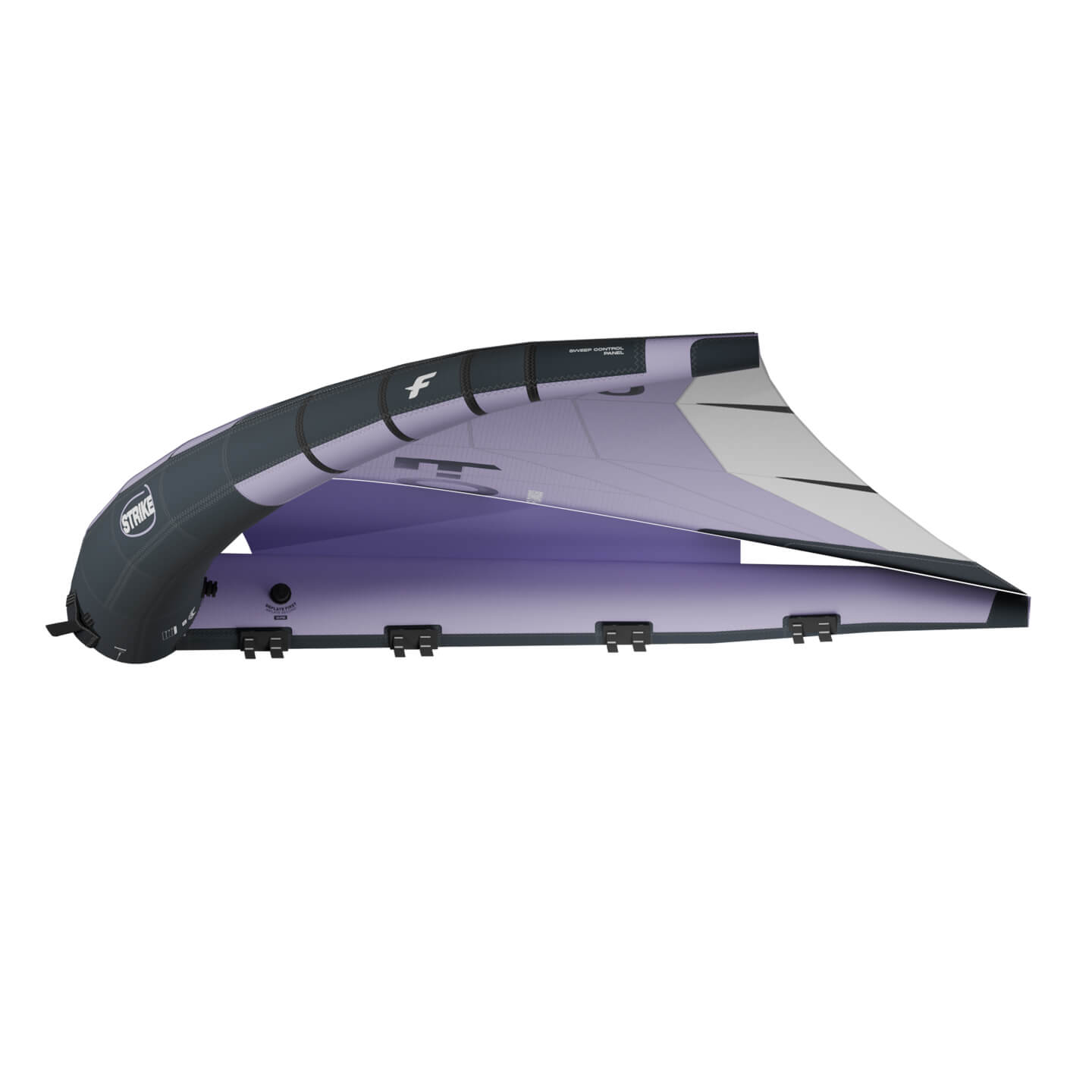 F-One Strike V6 Wing in Onyx Lilac colourway profile and window detail