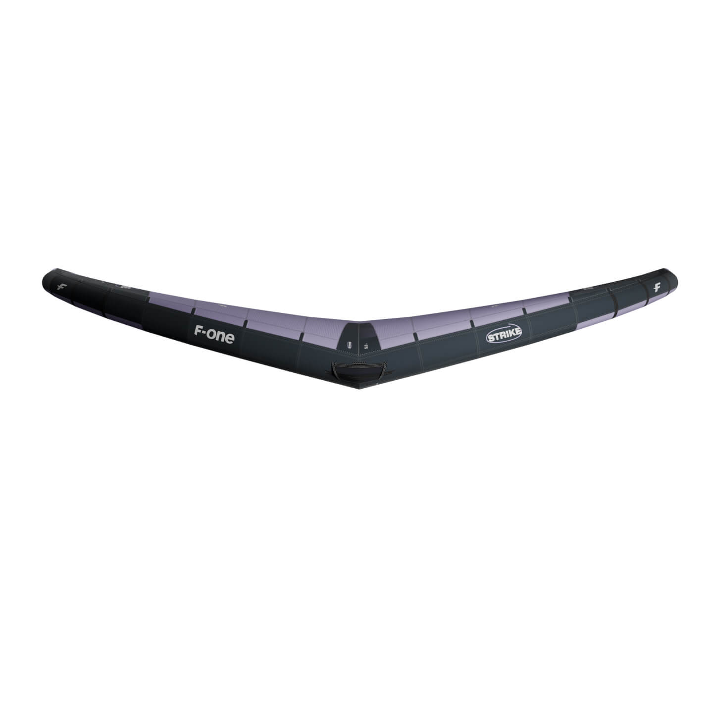 F-One Strike V6 Wing in Onyx Lilac colourway on-water wing foiling action or lifestyle image