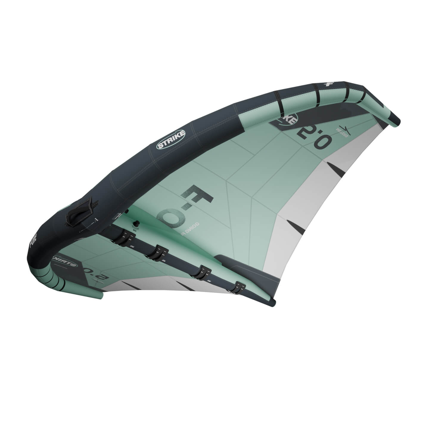 F-One Strike V6 Wing in Onyx Mint colourway handle and leading edge detail