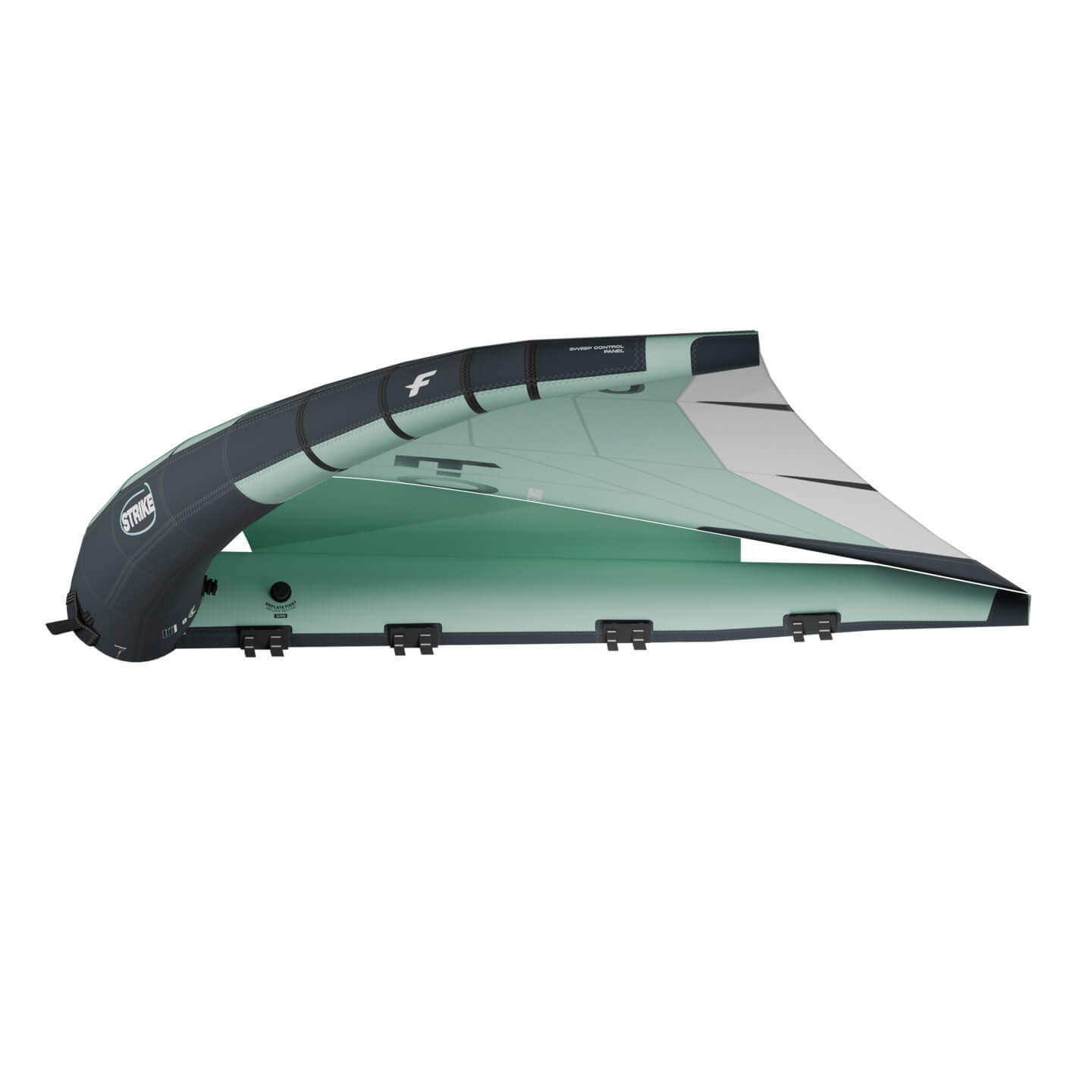 F-One Strike V6 Wing in Onyx Mint colourway profile and window detail