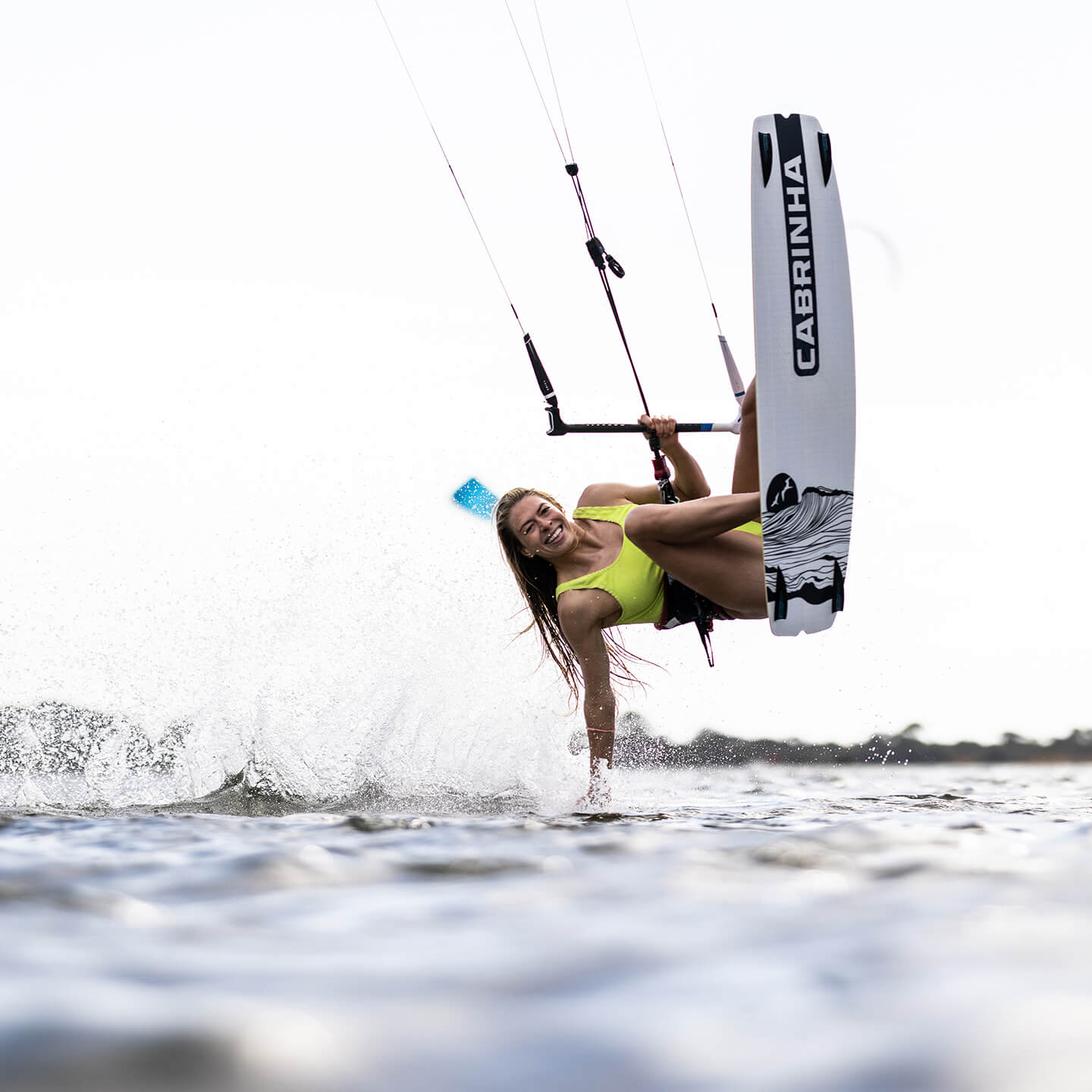 Cabrinha Spectrum 2026 Kiteboard close-up detail of the kite canopy panels, reinforced leading edge, bridle points and stitching construction