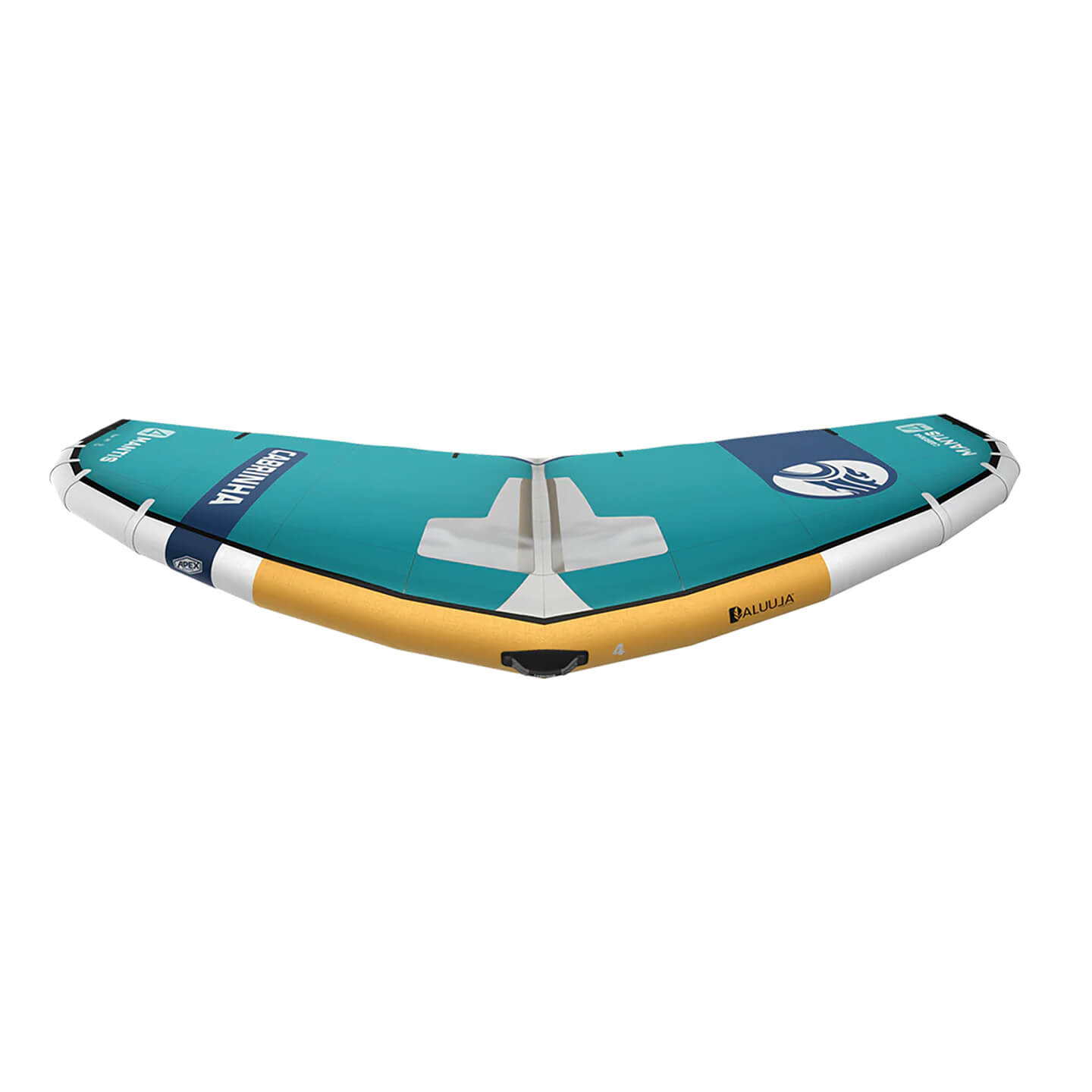 Cabrinha Mantis Apex 2026 Wing close-up detail of the wing handles, centre strut, canopy windows, seams and reinforced leading edge