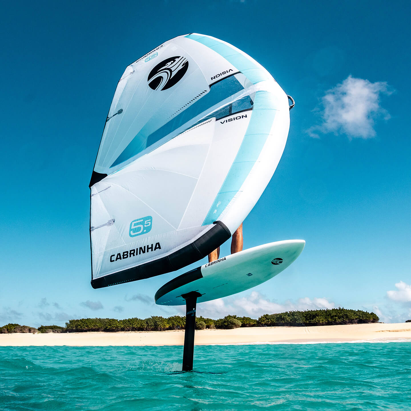 Cabrinha Vision 2026 Wing inflated wing front view showing the full canopy, leading edge, centre strut, handles and colourway
