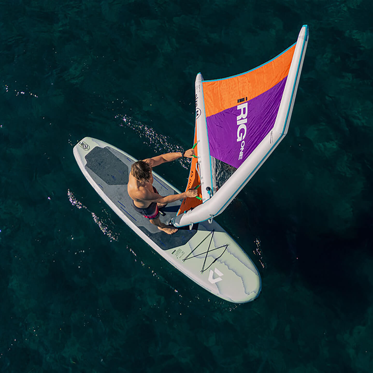 Duotone Alfa WS Air Inflatable SUP 2026 Package inflated board detail with accessories