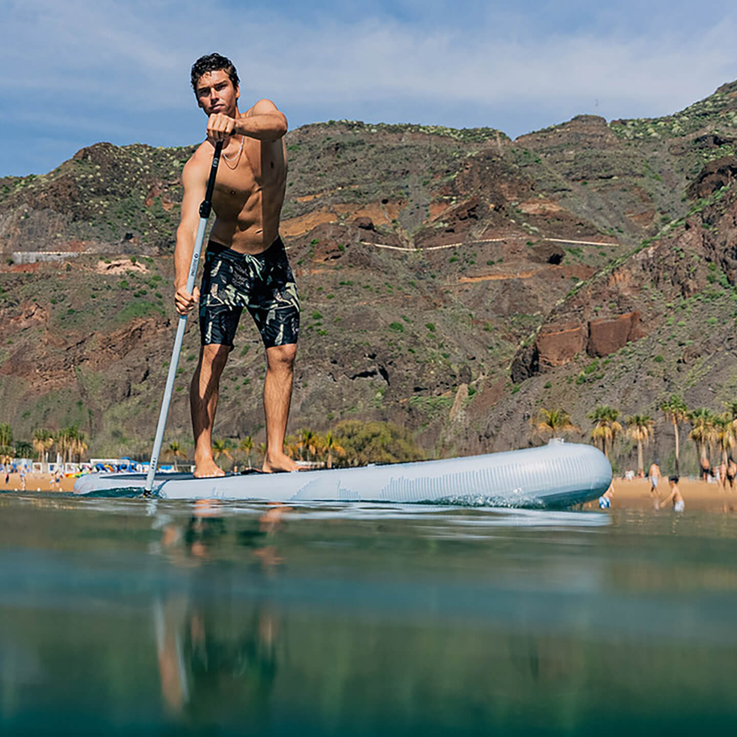 Duotone Flow Air SLS Inflatable SUP 2026 Package deck pad, handle and bungee storage view