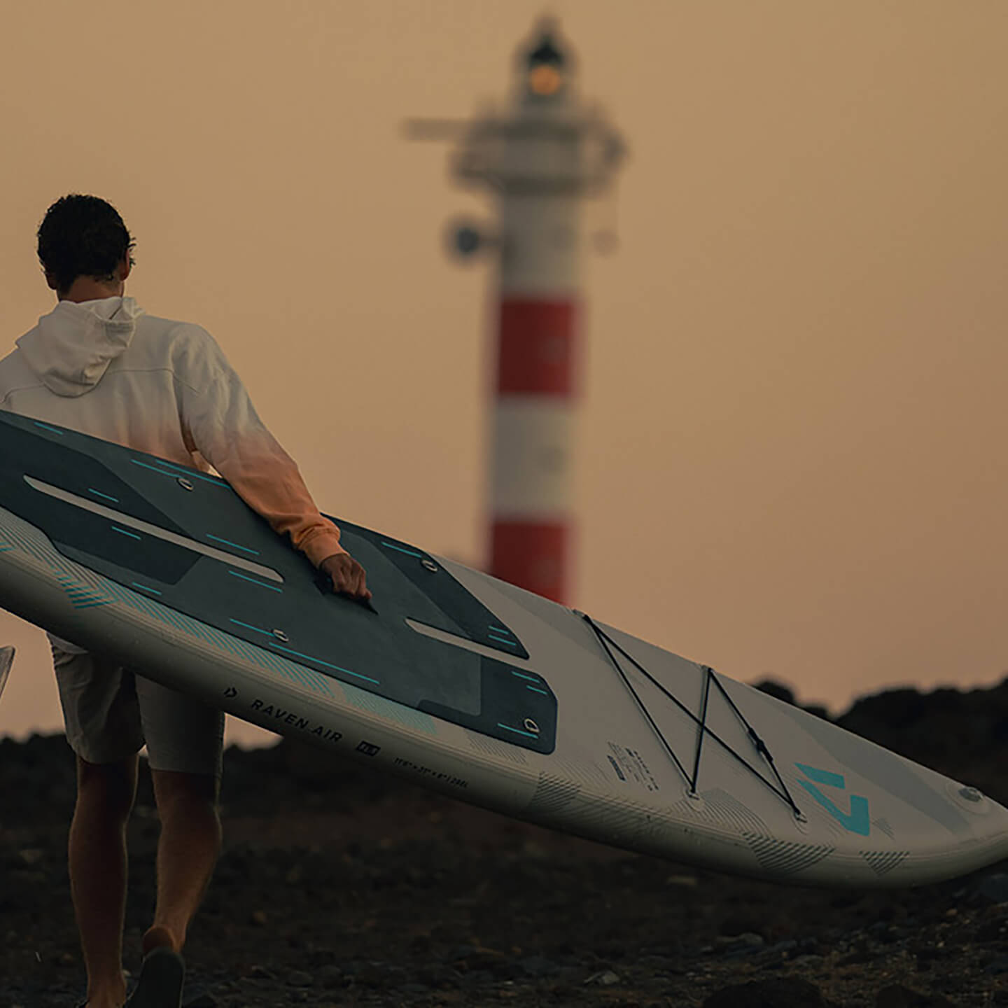 Duotone Raven Air SLS Inflatable SUP 2026 Package inflated board detail with accessories