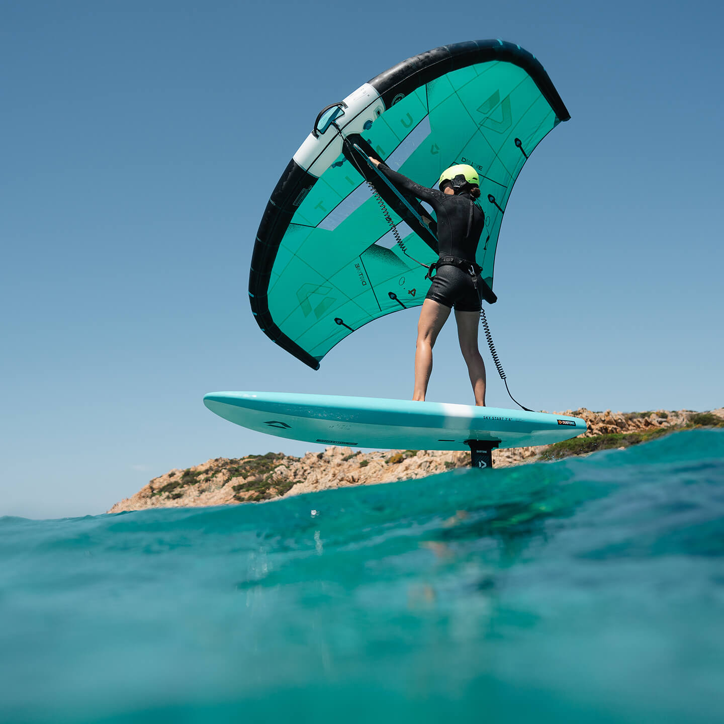 Duotone Sky Start DST Foil Board 2026 on-water foil boarding action photo