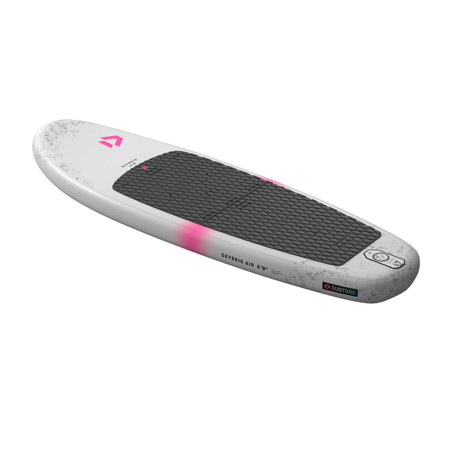 Duotone Skybrid Air Inflatable Foil Board 2026 deck view with stance area and deck pad