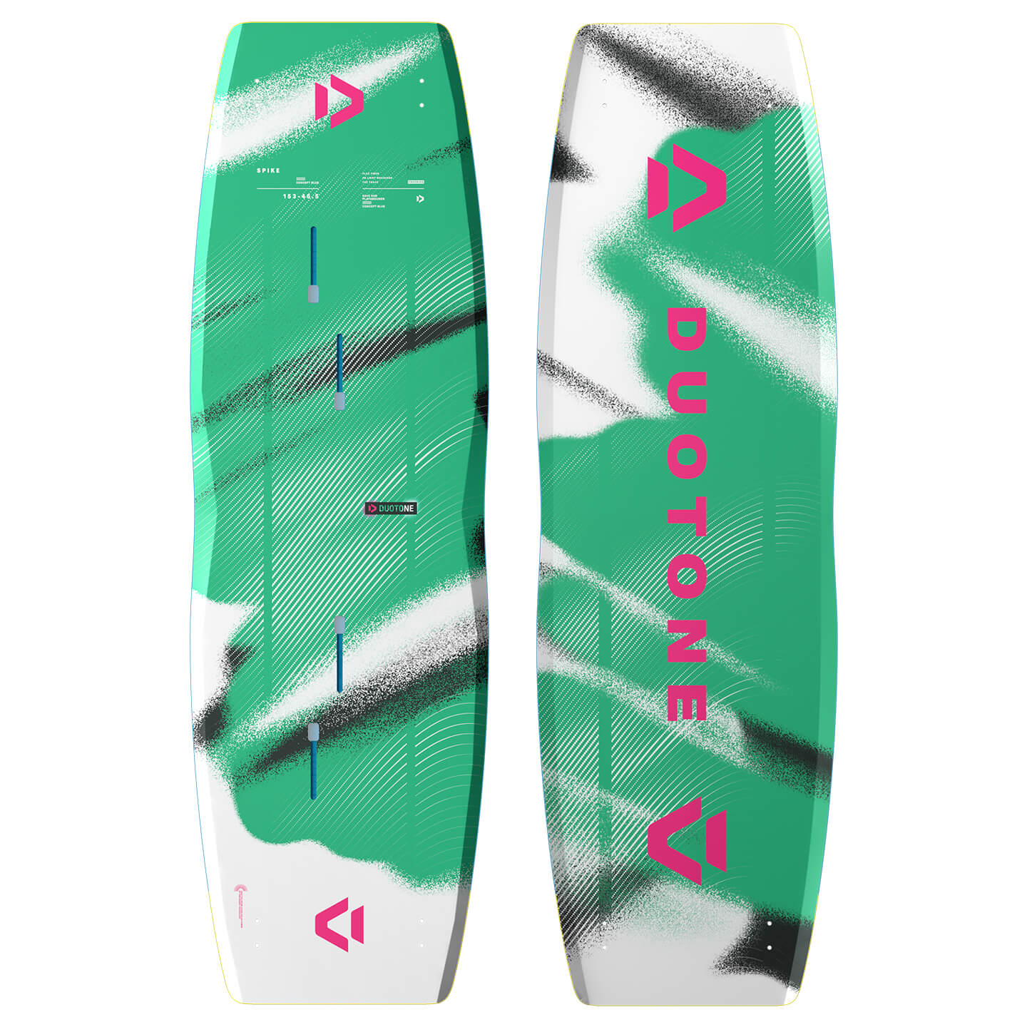 Duotone Spike CB Kiteboard 2026 in Concept Blue colourway studio product image showing full kiteboard outline