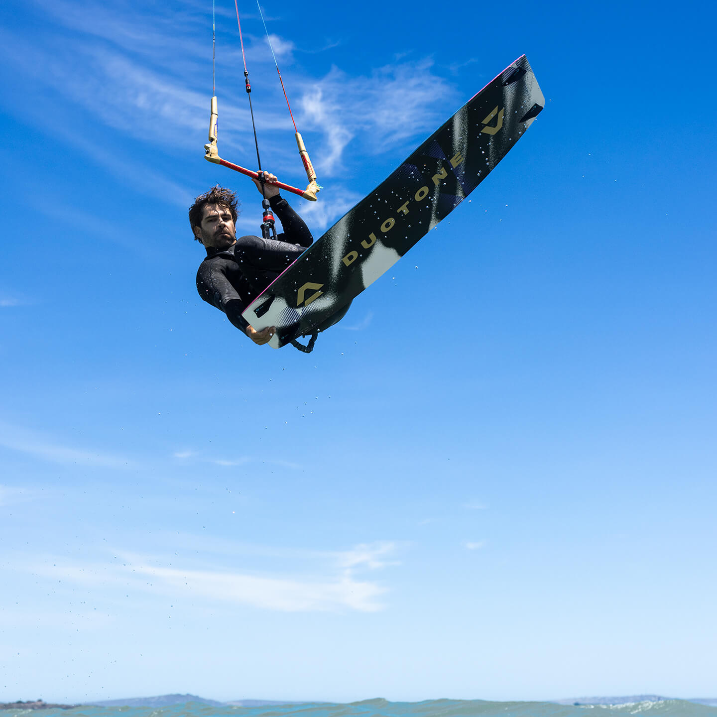 Duotone Spike SLS Kiteboard 2026 deck graphic and footpad area view