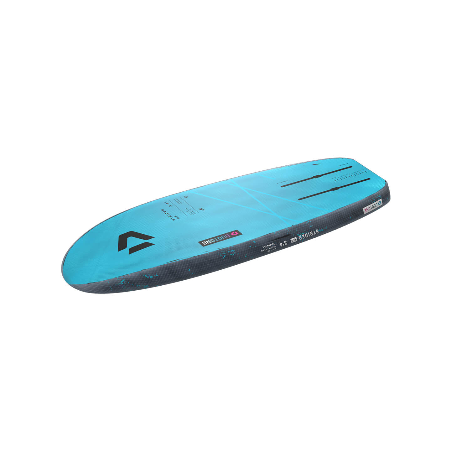 Duotone Strider SLS Foil Board 2026 bottom view showing hull shape and foil tracks