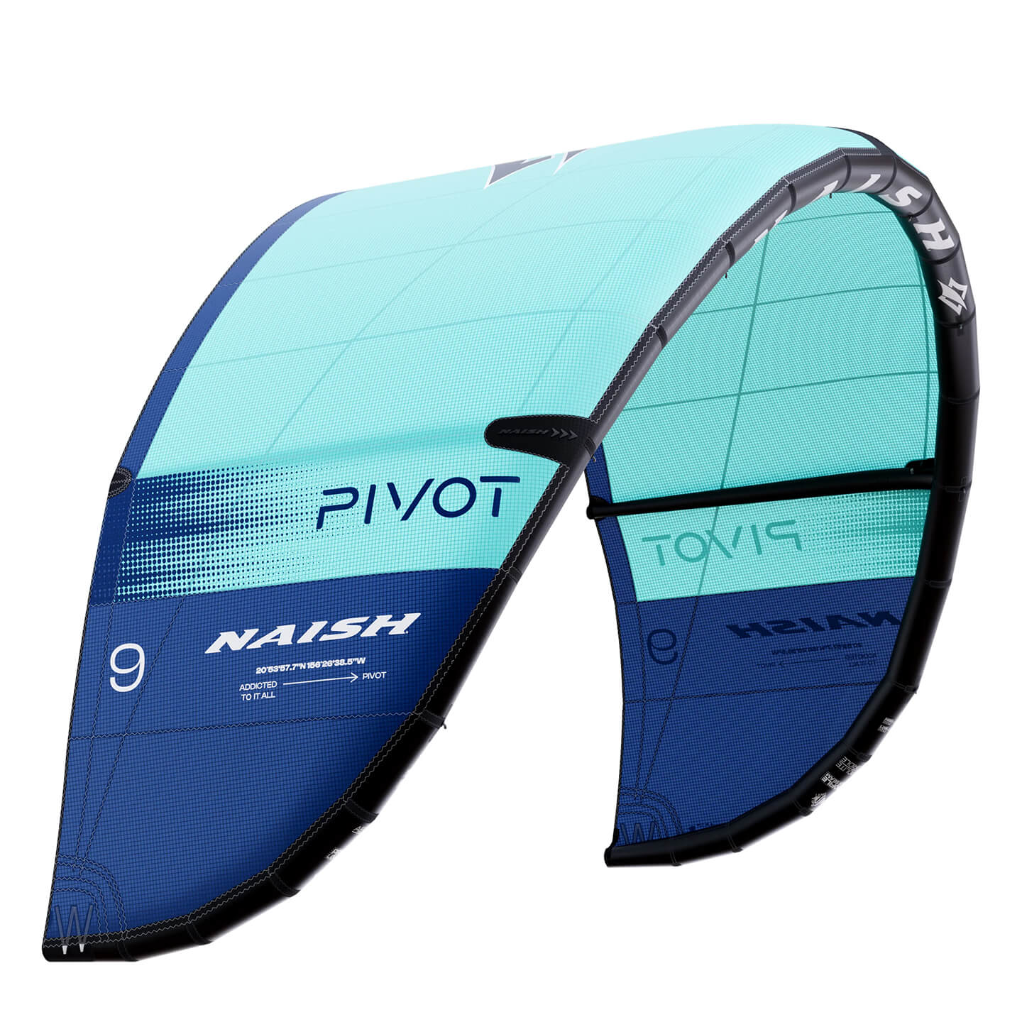 Naish Pivot Kite 2026 in teal alternate full canopy view
