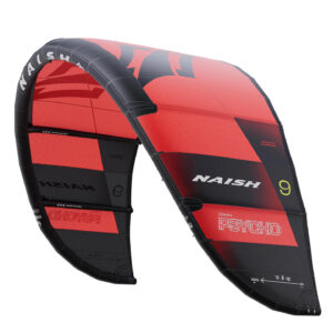 Naish Psycho Kite 2026 in red studio product view showing the full canopy