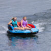 obrienspecter2tubealt4 O'Brien Specter 2 Inflatable Tube towable tube action image showing riders being towed on the water