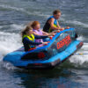 obrienspecter3tubealt4 O'Brien Specter 3 Inflatable Tube towable tube action image showing riders being towed on the water