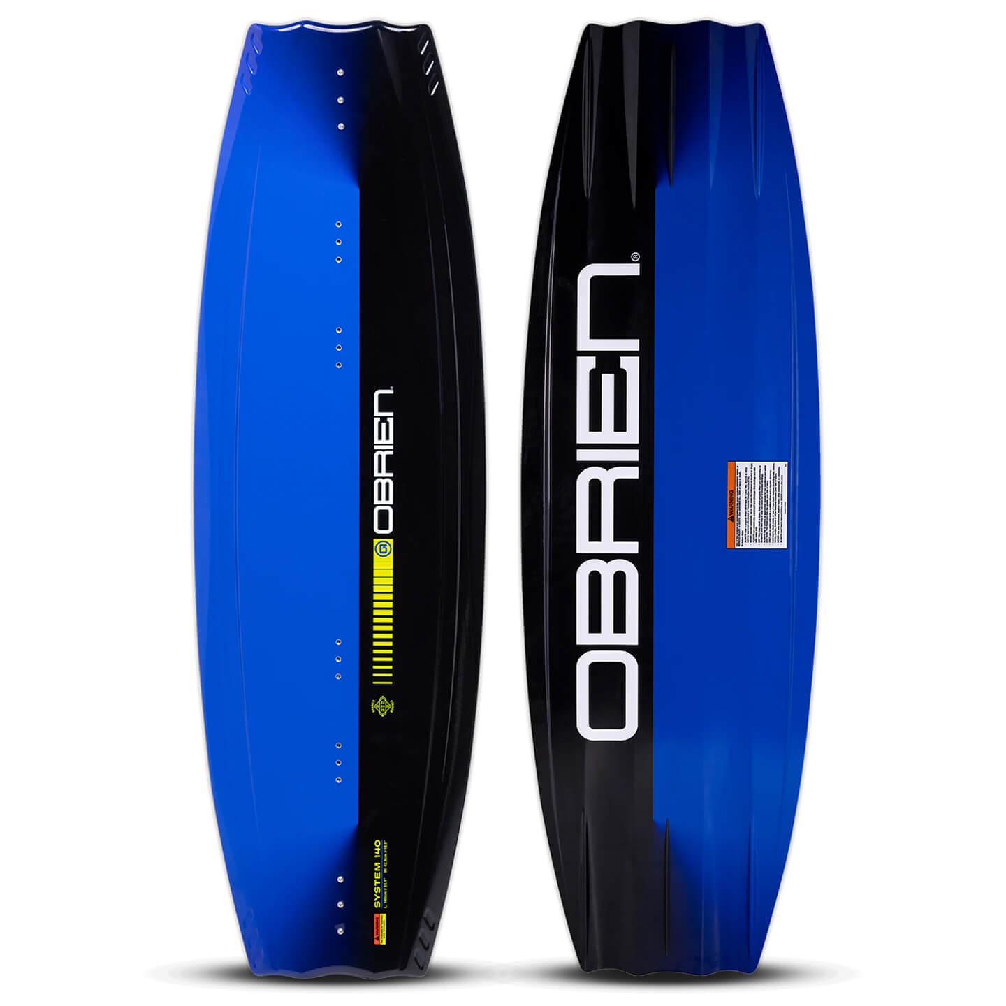 O'Brien System 2026 Wakeboard deck view showing the top graphic and inserts