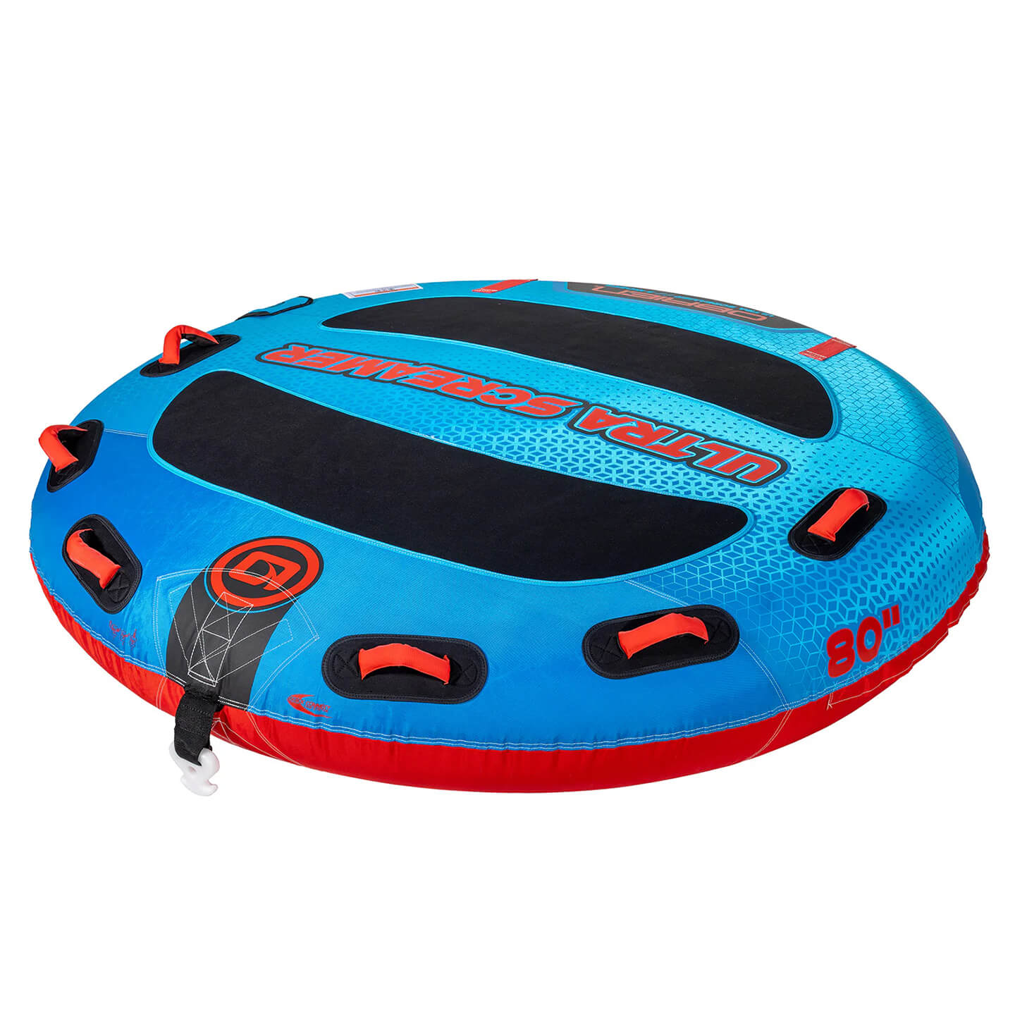 obrienultrascreamertube26alt1 O'Brien Ultra Screamer Inflatable Tube towable tube on-water lifestyle image showing the towable tube in use