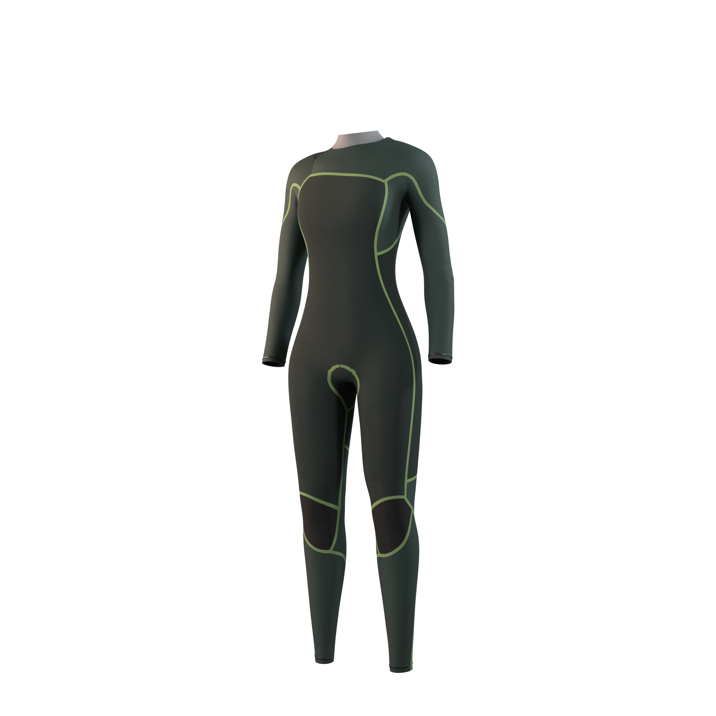 Side profile view of the Mystic Evolve 3/2mm Fullsuit women's wetsuit in Black, highlighting the fit and silhouette.