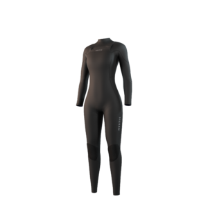 Front-facing studio photo of the Mystic Star 4/3mm Fullsuit women's wetsuit in Black, showing the front-zip closure.