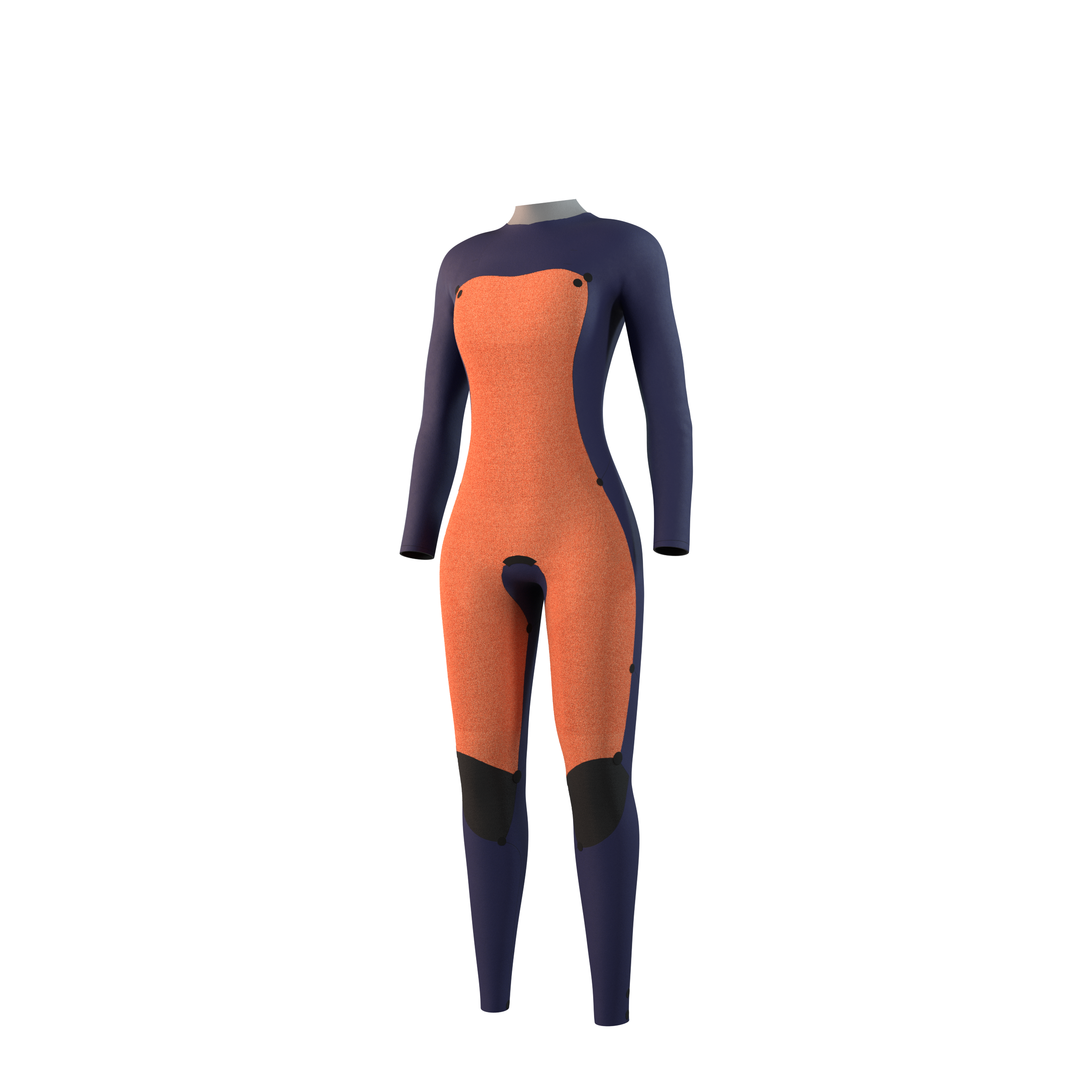 Side profile view of the Mystic Star 4/3mm Fullsuit women's wetsuit in Black, highlighting the fit and silhouette.