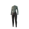 Front-facing studio photo of the Mystic Star 5/3mm Fullsuit women's wetsuit in Dark Olive, showing the back-zip closure.