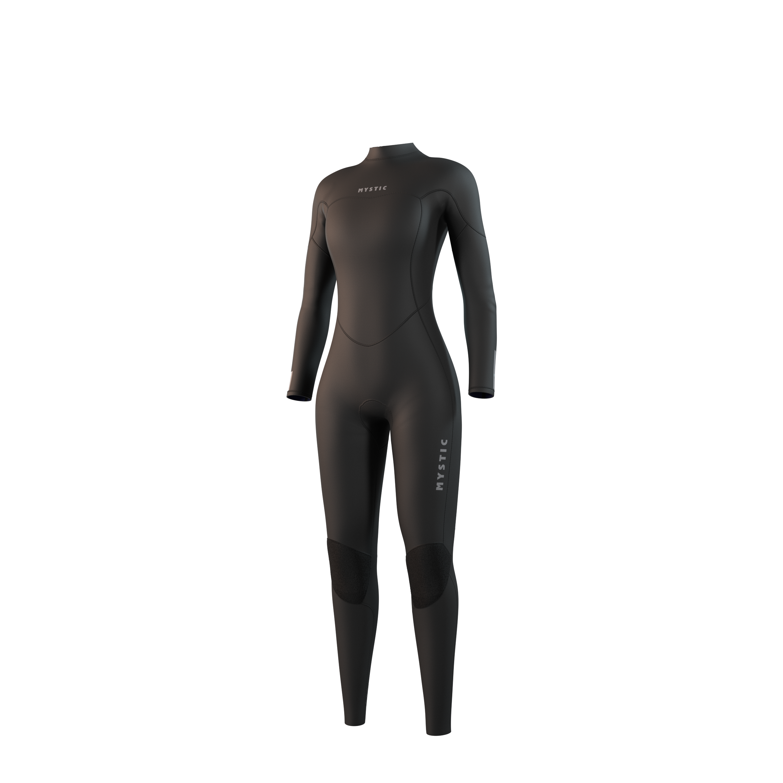 Front-facing studio photo of the Mystic Star 5/3mm Fullsuit women's wetsuit in Black, showing the back-zip closure.