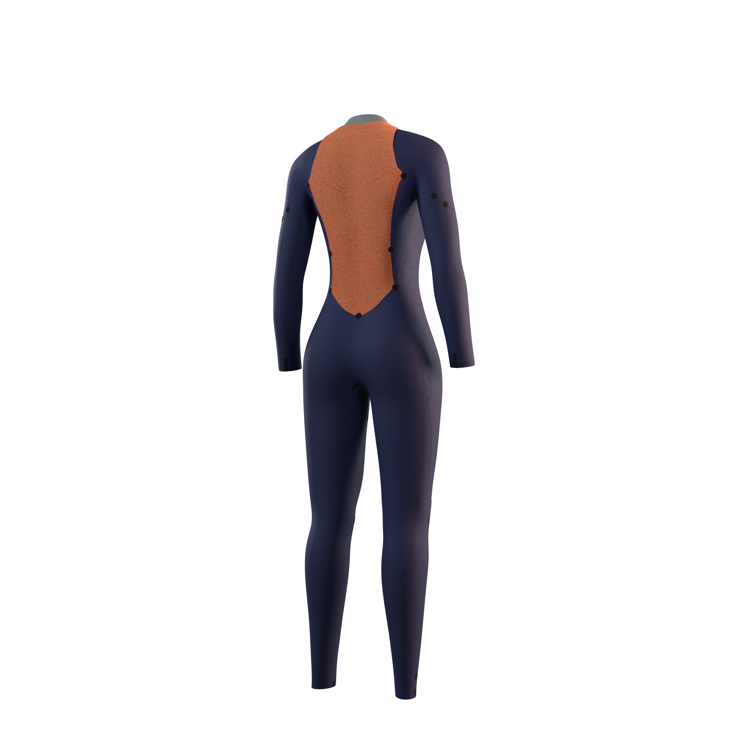 Close-up detail shot of the back-zip on the Mystic Star 5/3mm Fullsuit women's wetsuit in Black.