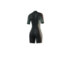 Side profile view of the Mystic Brand 3/2mm Shorty women's wetsuit in Dark Olive, highlighting the fit and silhouette.