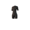 Back view of the Mystic Brand 3/2mm Shorty women's wetsuit in Dark Olive, showing the rear panel design.