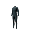 Front-facing studio photo of the Mystic Jayde 5/3mm Fullsuit women's wetsuit in Dark Teal, showing the double front-zip closure.