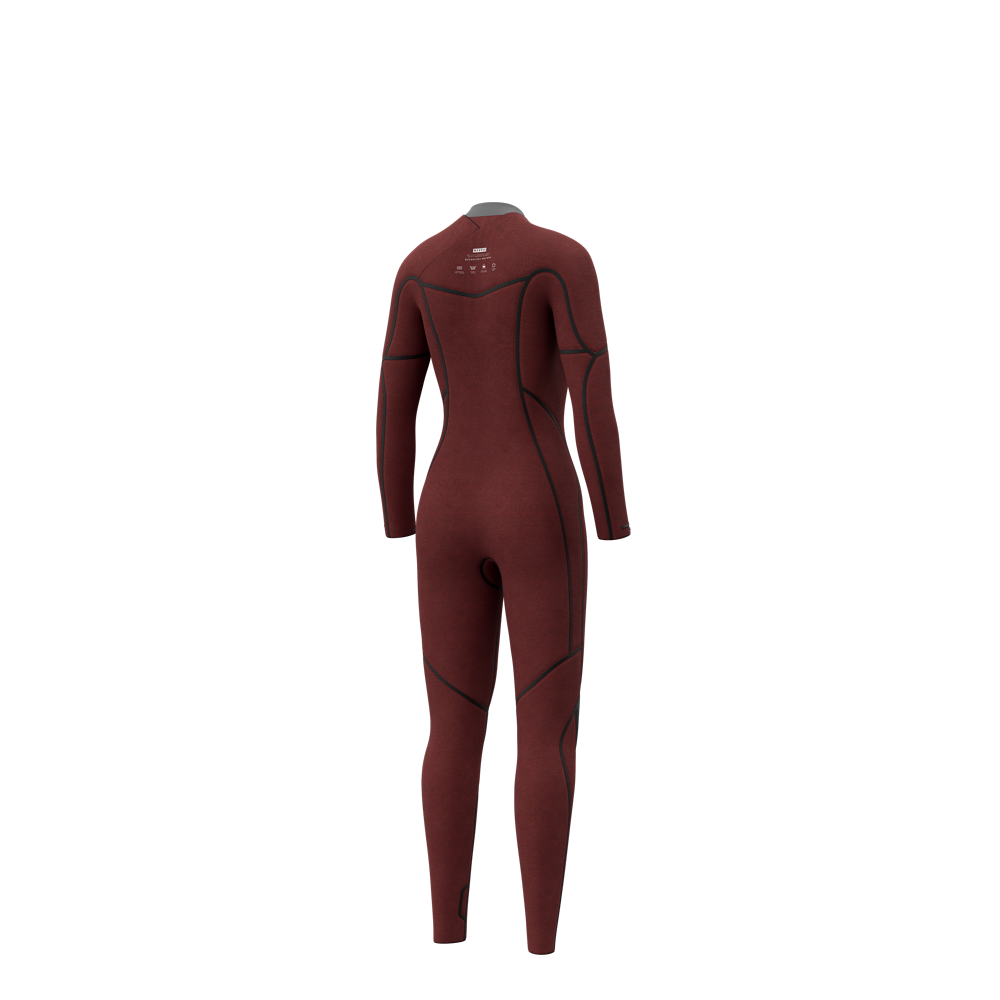 Close-up detail shot of the double front-zip on the Mystic Jayde 5/3mm Fullsuit women's wetsuit in Black.