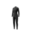 Front-facing studio photo of the Mystic Jayde 4/3mm Fullsuit women's wetsuit in Black, showing the double front-zip closure.