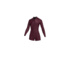 Front-facing studio photo of the Mystic Lunar 2/2mm Longarm Shorty women's wetsuit in Oxblood Red, showing the front-zip closure.