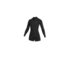 Front-facing studio photo of the Mystic Lunar 2/2mm Longarm Shorty women's wetsuit in Black, showing the front-zip closure.