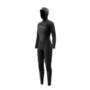 Front-facing studio photo of the Mystic Gem 6/4/3mm Hooded Fullsuit women's wetsuit in Black, showing the front-zip closure.