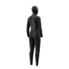 Back view of the Mystic Gem 6/4/3mm Hooded Fullsuit women's wetsuit in Black, showing the rear panel design.