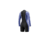 Back view of the Mystic Haven 3/2mm Longarm Shorty women's wetsuit in Iris Blue, showing the rear panel design.