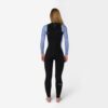 Close-up detail shot of the double front-zip on the Mystic Haven 4/3mm Fullsuit women's wetsuit in Iris Blue.