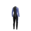 Back view of the Mystic Haven 3/2mm Fullsuit women's wetsuit in Iris Blue, showing the rear panel design.