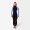 Side profile view of the Mystic Haven 3/2mm Fullsuit women's wetsuit in Iris Blue, highlighting the fit and silhouette.
