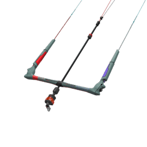 Duotone Click Bar Quad Control 2027 control bar studio product photo, angle 1, highlighting the bar grip, cleat and safety-release system