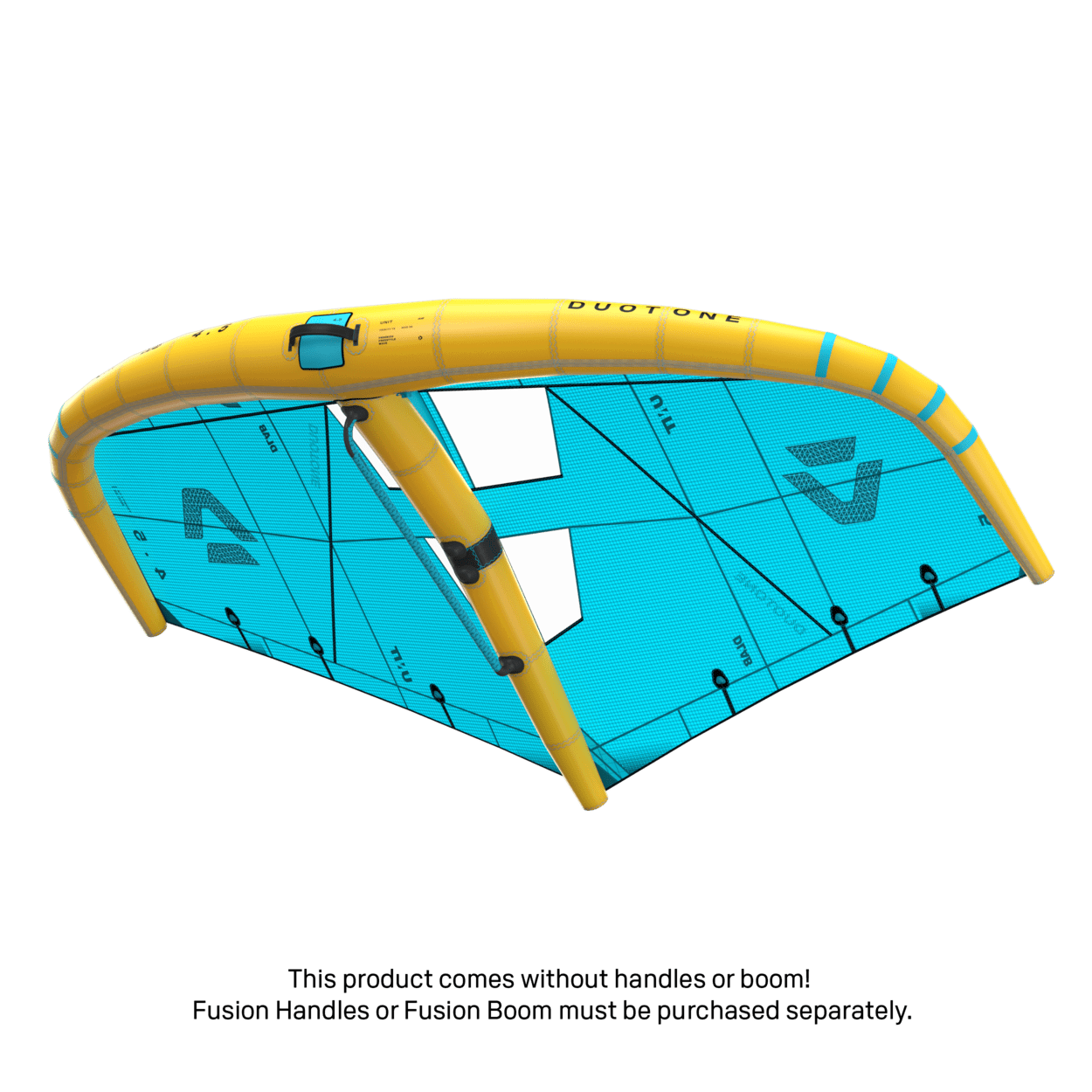 Duotone Unit D/LAB Wing 2027  foil wing  three-quarter studio angle highlighting the inflatable boom, highlighting the canopy, boom and handle layout