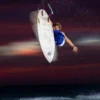 Duotone Blur D/LAB 2027 kite surfboard, alternate angle showing the outline, rails and fin setup