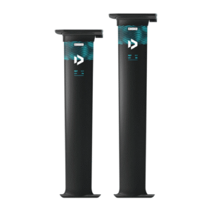 Duotone Carbon Mast SLS 2.0 Quickmount range – 76 and 84 cm carbon foil masts with Quickmount base plates side by side
